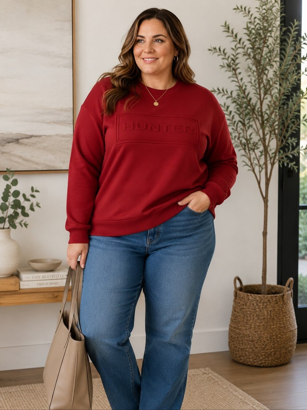 Hunter Embossed Logo Sweatshirt - Deep Red